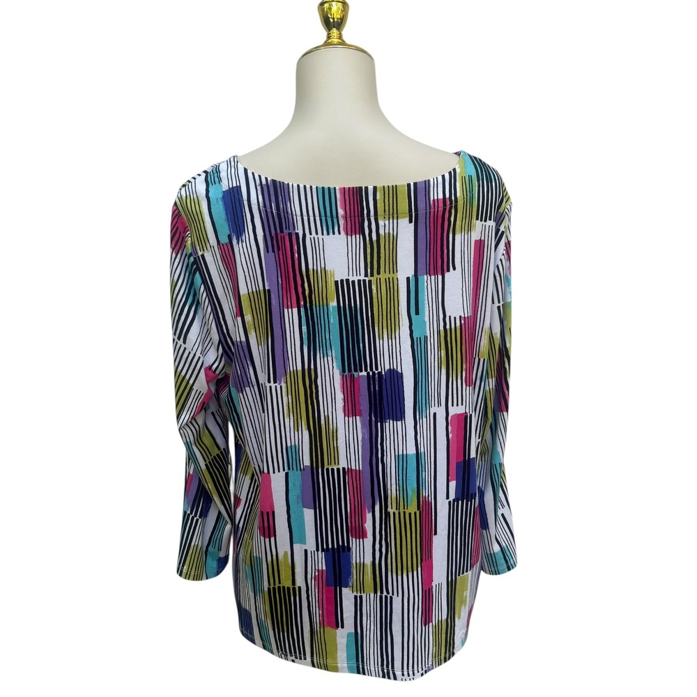 Habitat Swing Tee Size L Multi-Color Abstract Geometric 3/4 Sleeve NWT Artistic - Picture 4 of 10